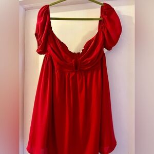 Red franchescas puff sleeve dress sz large